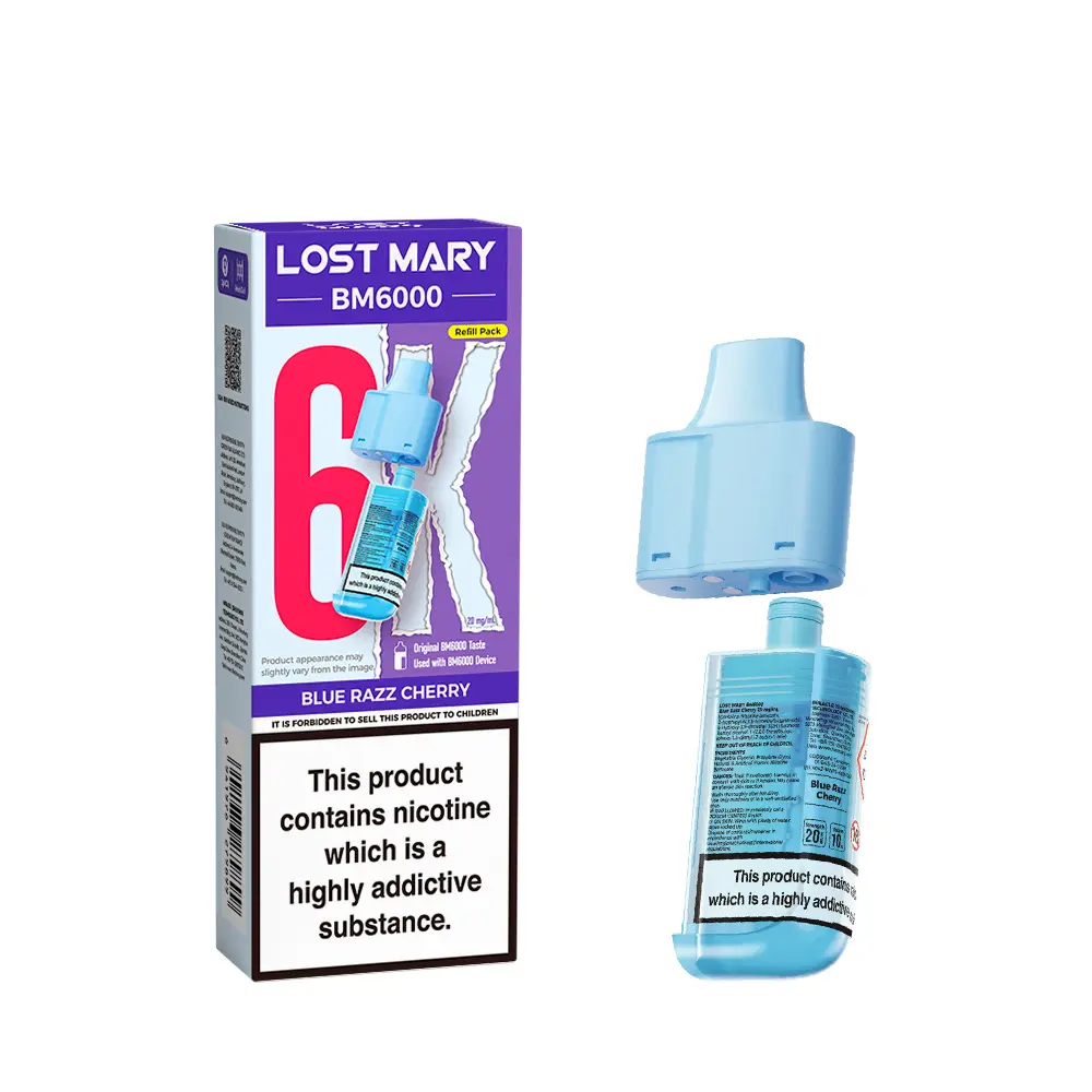 LOST MARY BM6000 BLUE RAZZ CHERRY PREFILLED REFILL PODS