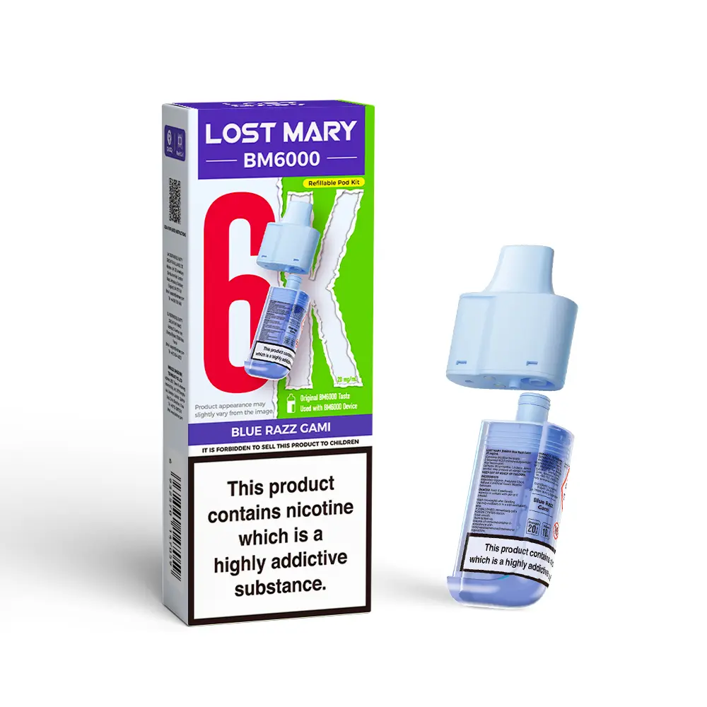 LOST MARY BM6000 BLUE RAZZ GAMI PREFILLED REFILL PODS