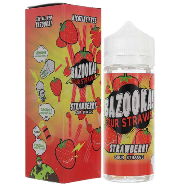 STRAWBERRY SOUR STRAWS E-LIQUID BY BAZOOKA 100ML 70VG