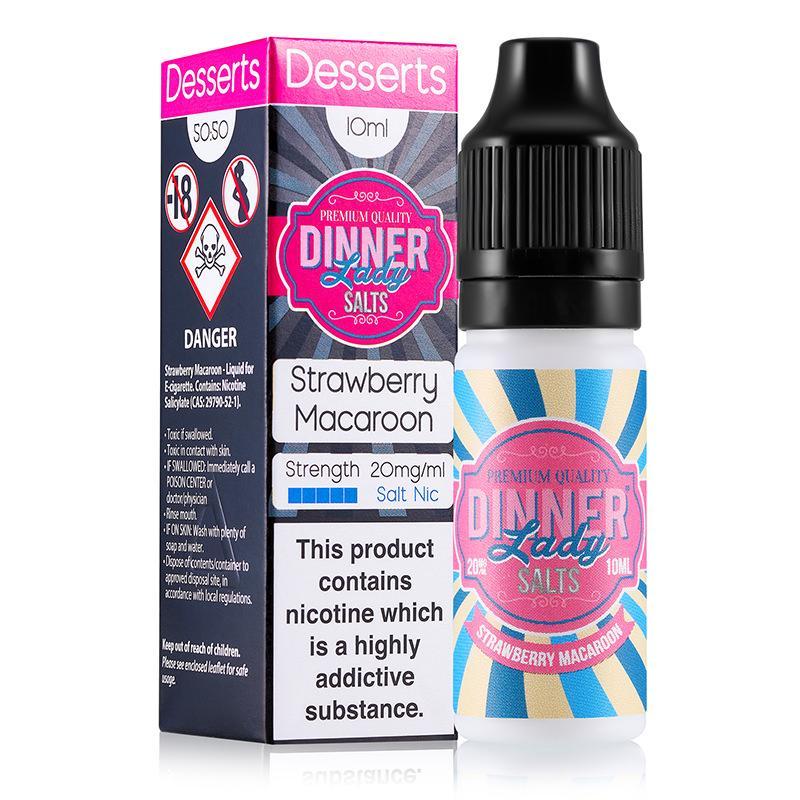STRAWBERRY MACAROON NICOTINE SALT E-LIQUID BY DINNER LADY SALTS - Eliquids Outlet