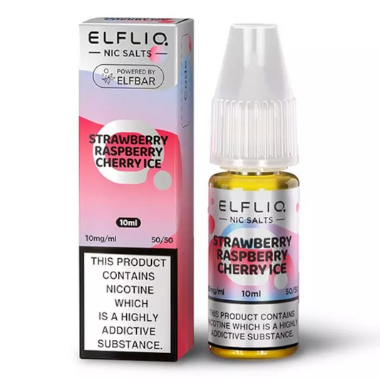 STRAWBERRY RASPBERRY CHERRY ICE NICOTINE SALT E-LIQUID BY ELFLIQ - ELFBAR