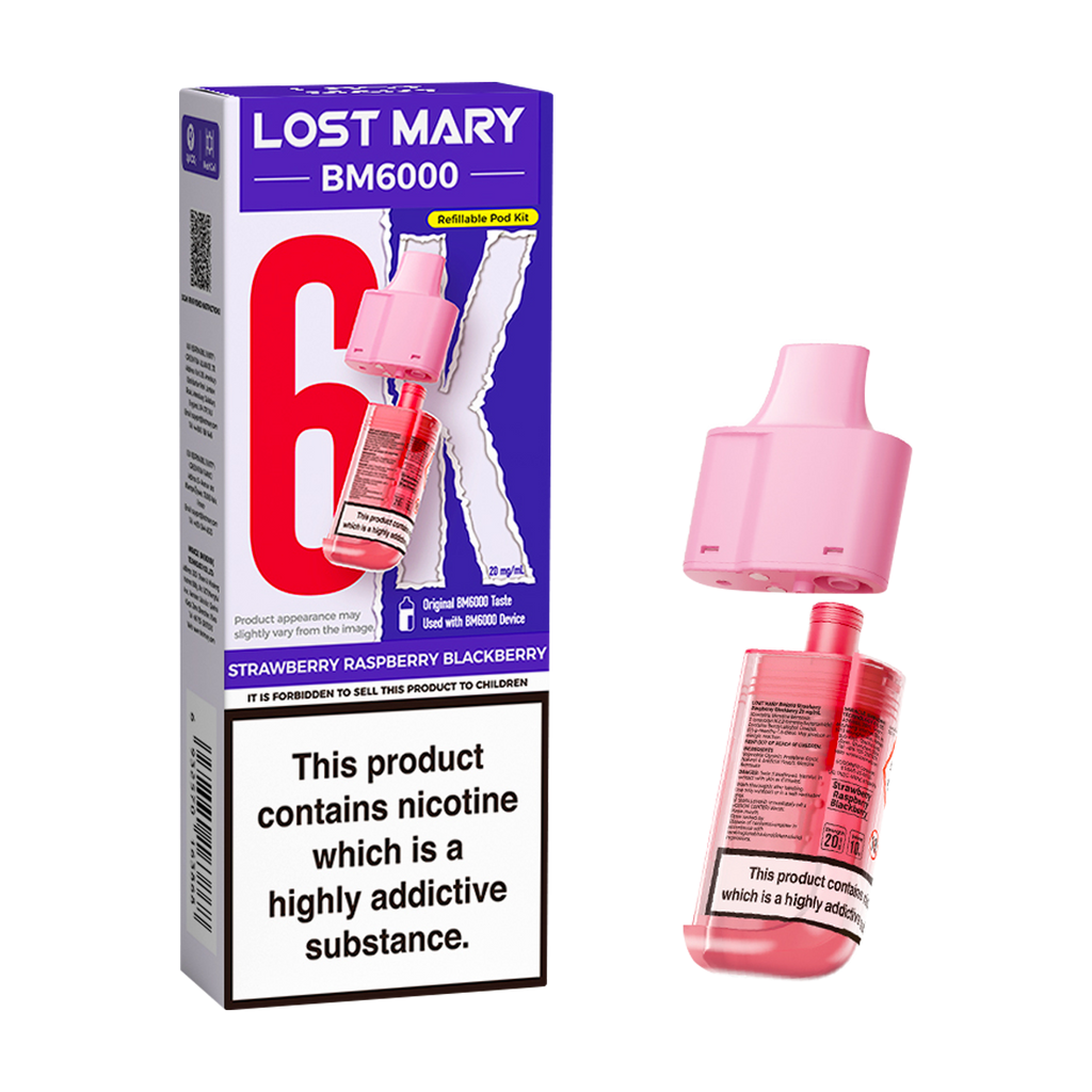 LOST MARY BM6000 STRAWBERRY RASPBERRY BLACKBERRY PREFILLED REFILL PODS
