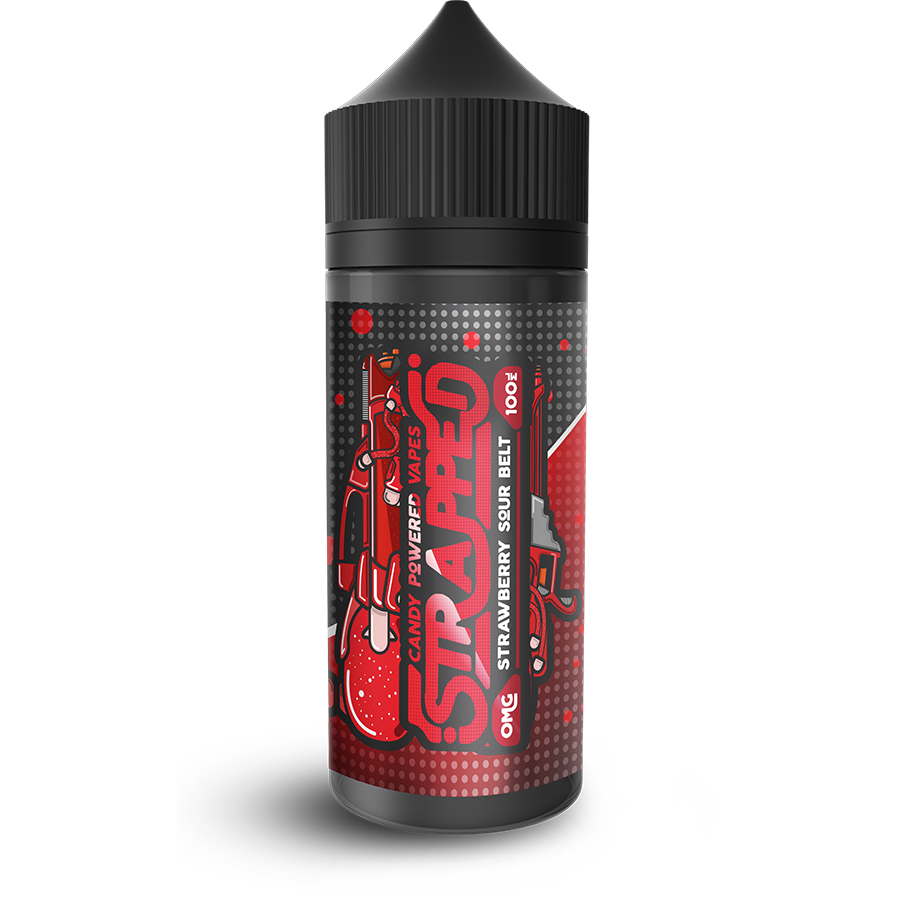 STRAWBERRY SOUR BELT E LIQUID BY STRAPPED 100ML 70VG