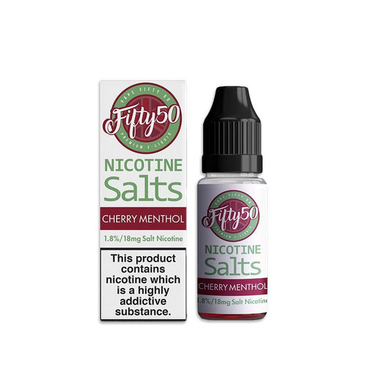 CHERRY MENTHOL NICOTINE SALT E-LIQUID BY FIFTY50 SALTS - Eliquids Outlet