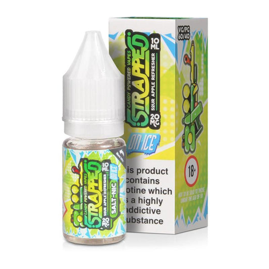 SOUR APPLE REFRESHER ON ICE NICOTINE SALT E-LIQUID BY STRAPPED - Eliquids Outlet